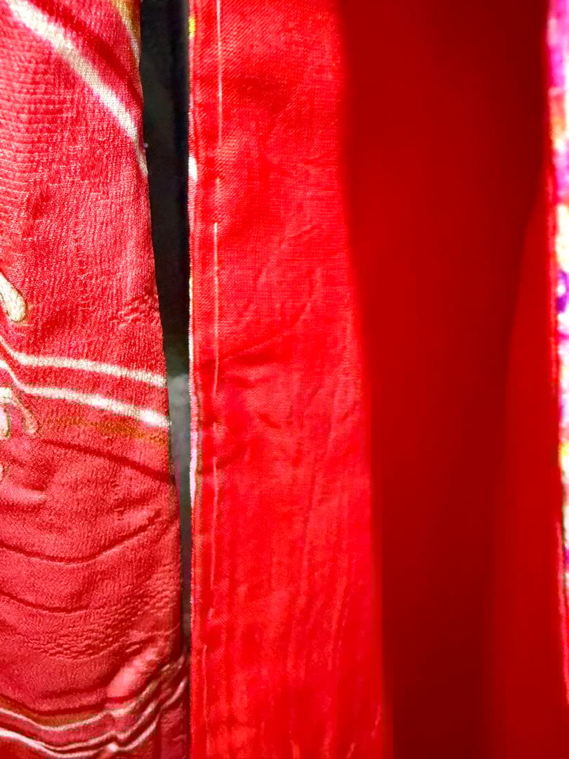 アンティーク着物　七五三　正絹　サーモンピンク　しごき付き