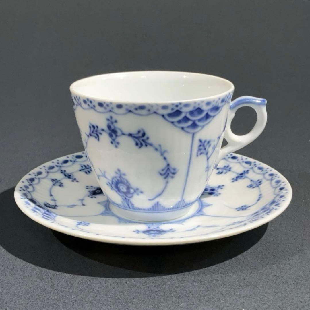 カップ＆ソーサー10客　ブルーフルーテッド　ハーフレース　6R0860ダ