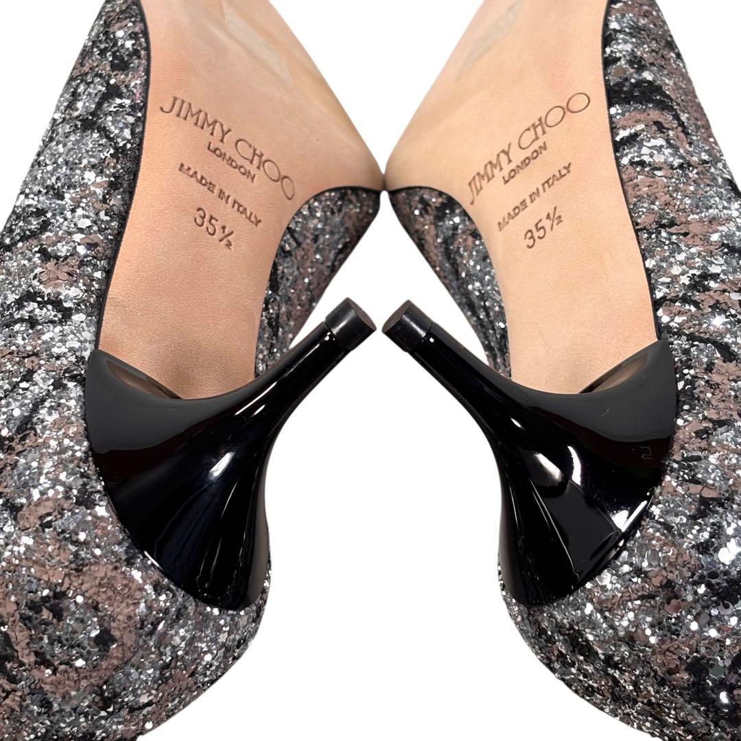 ほぼ新品 ジミーチュウ 35 1/2 22.5 パンプス グリッター シルバー