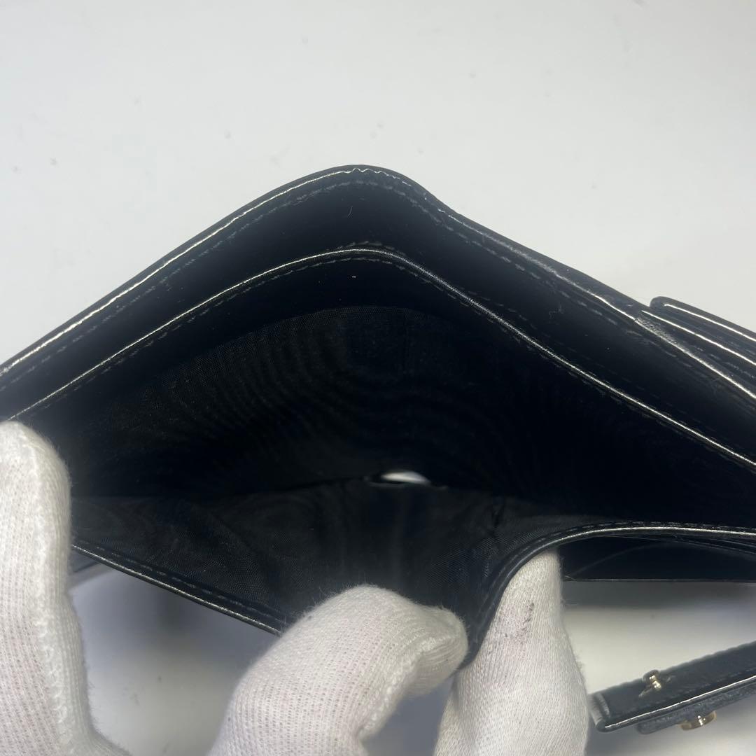 正規美品　GUCCI グッチ アビー エナメル 二つ折り財布 ブラック