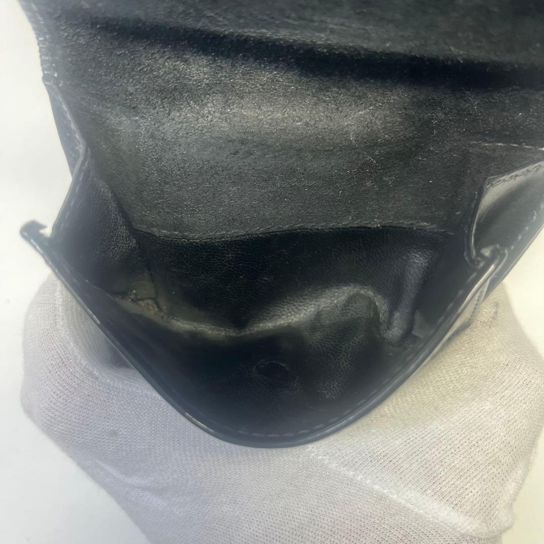 正規美品　GUCCI グッチ アビー エナメル 二つ折り財布 ブラック