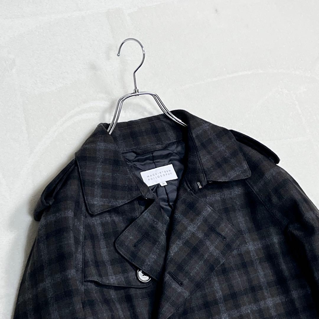 美品『マッキントッシュ フィロソフィー』チェックトレンチコート 中綿キルティング