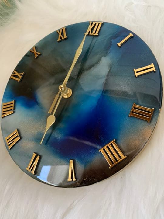 Ｎｏ．20 アルコールインクアート 掛け時計 ハンドメイド