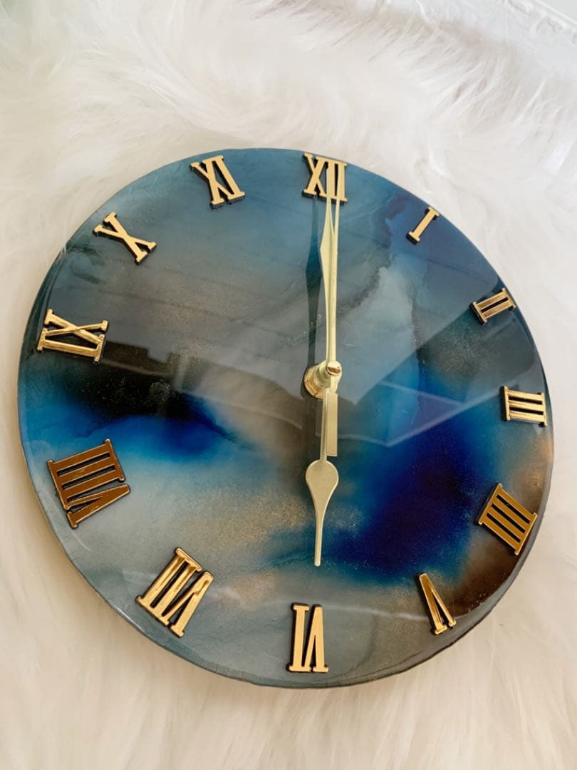 Ｎｏ．20 アルコールインクアート 掛け時計 ハンドメイド