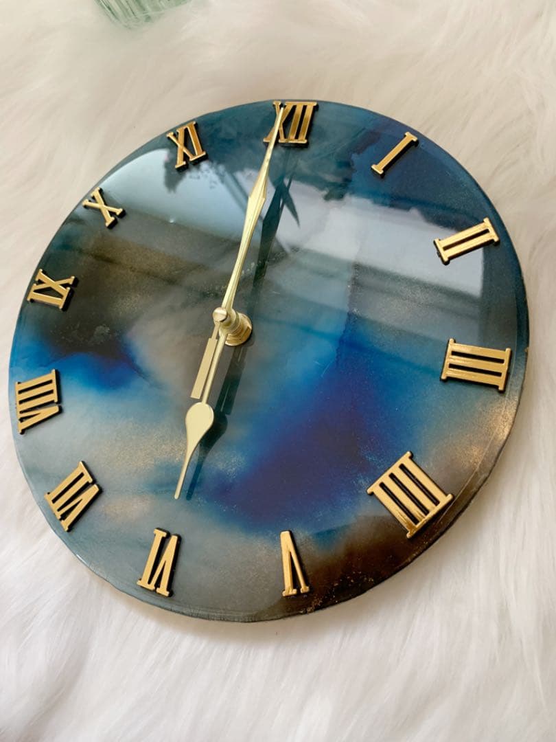 Ｎｏ．20 アルコールインクアート 掛け時計 ハンドメイド