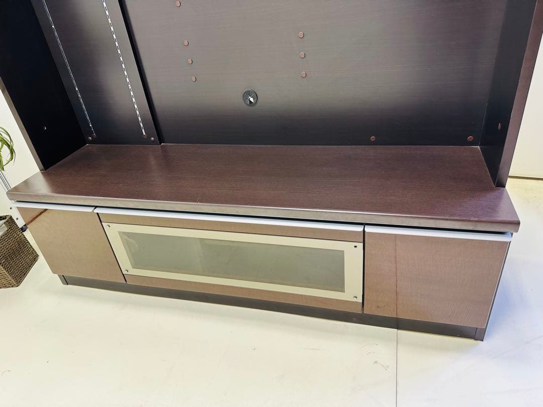 モダンテレビ台 ダークブラウン 引き出し付きテレビ台ハイタイプ