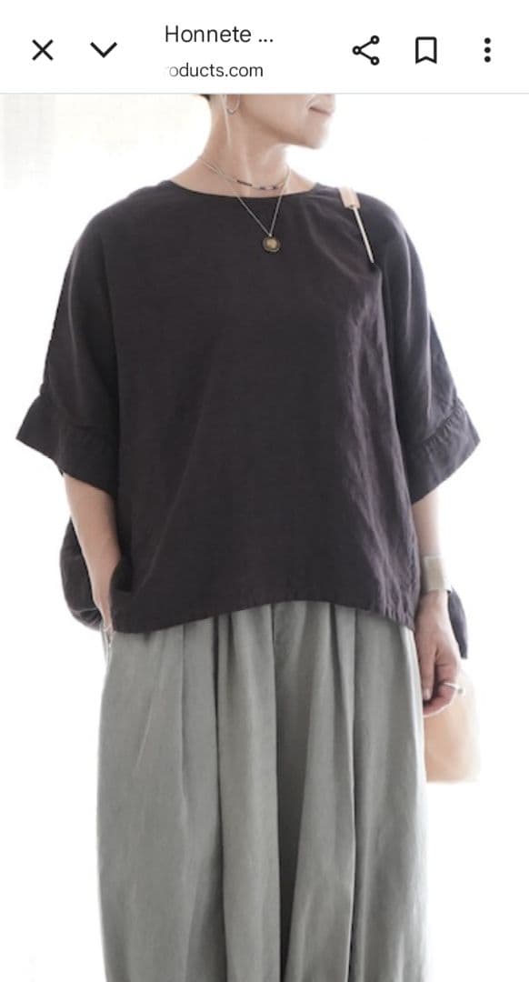 Honnete オネットアイリッシュリネン NewクルーネックT