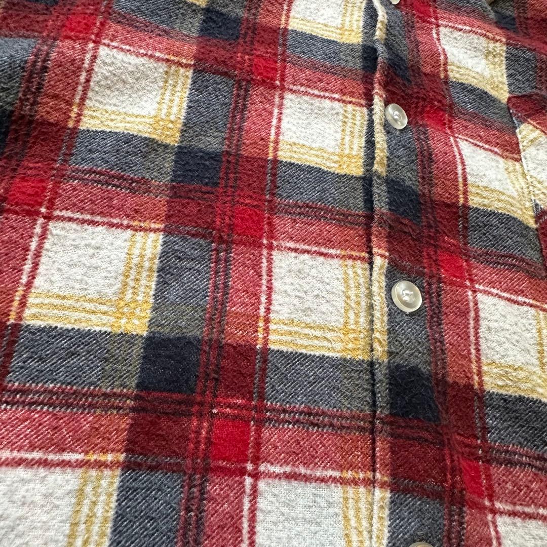 超希少 70s Sears オープンカラー プリントチェック ネルシャツ