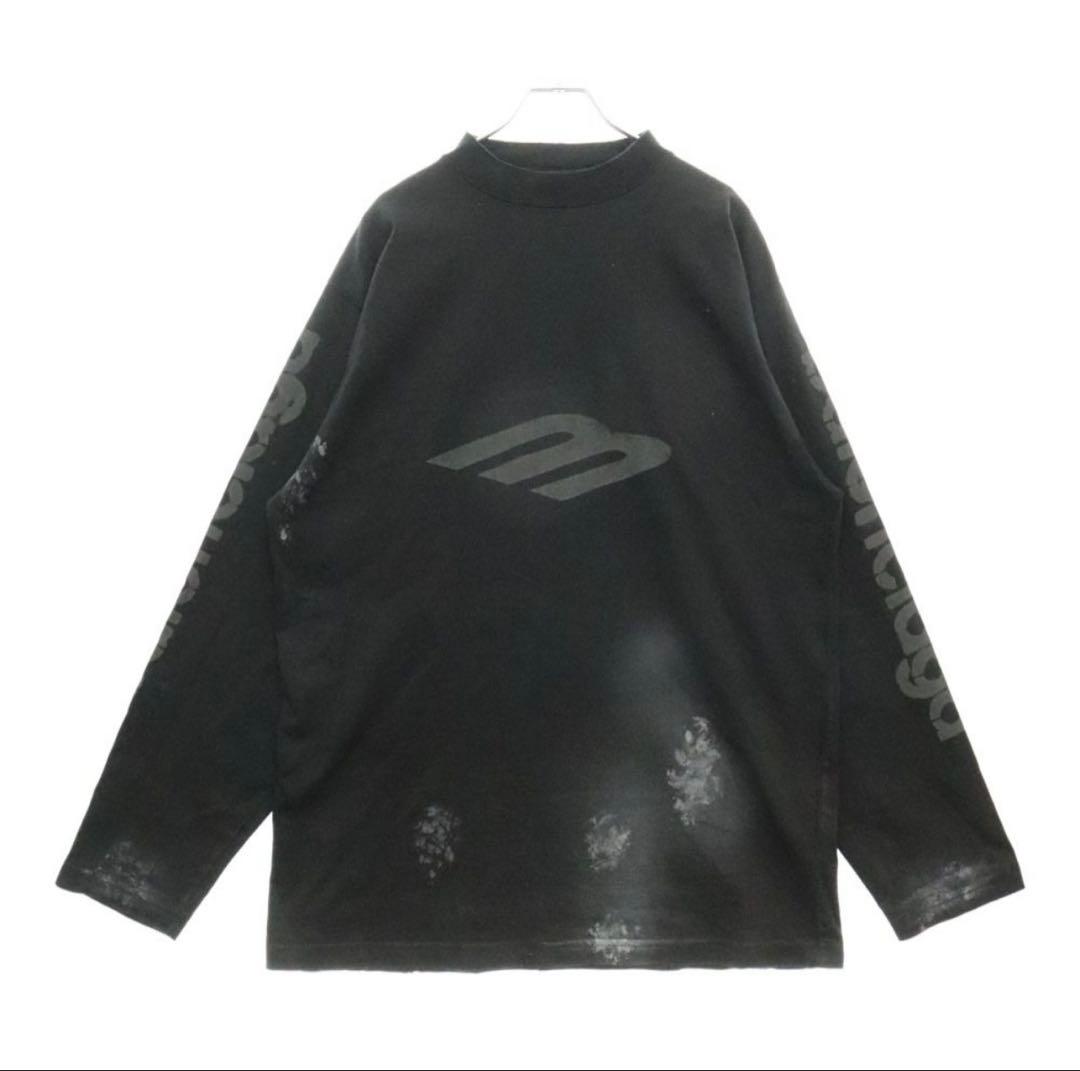 BALENCIAGAバレンシアガブリーチダメージ加工ロングスリーブ長袖Tシャツ