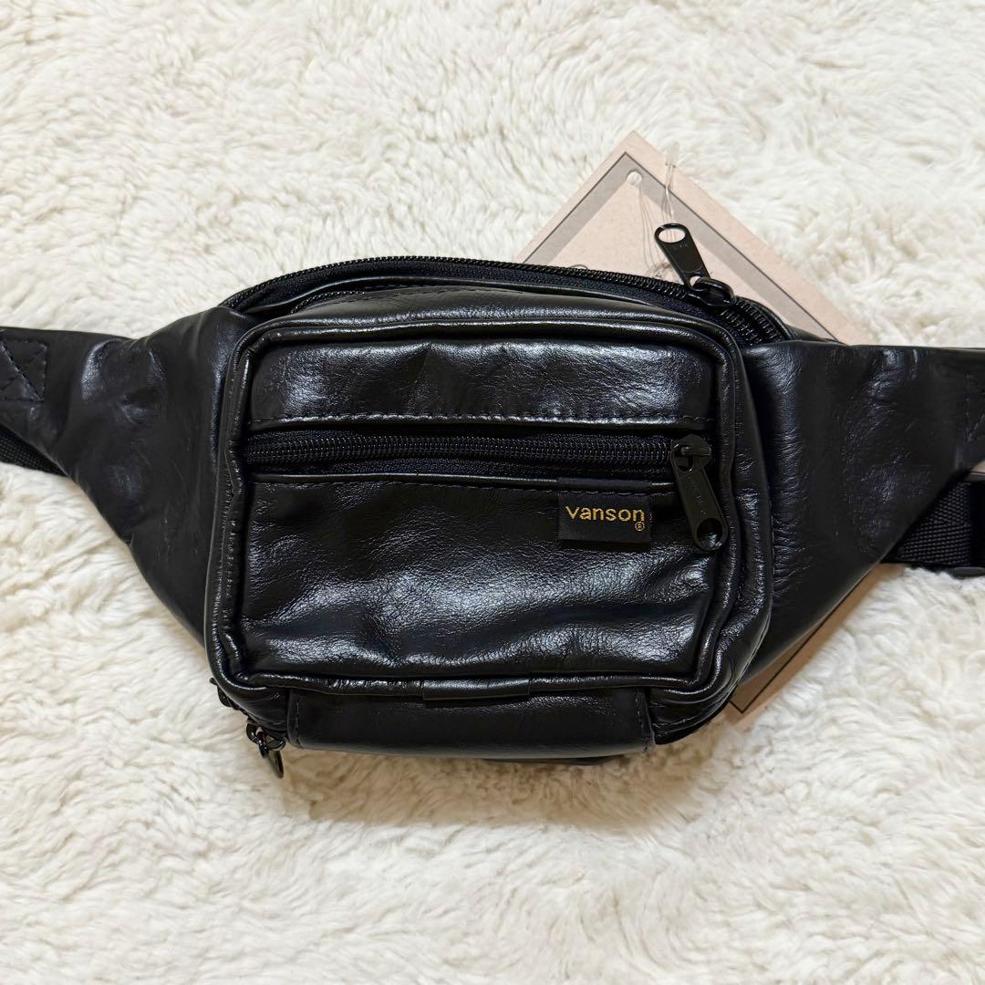 新品未使用タグ付 VANSON レザーポーチ ボディバッグ ブラック