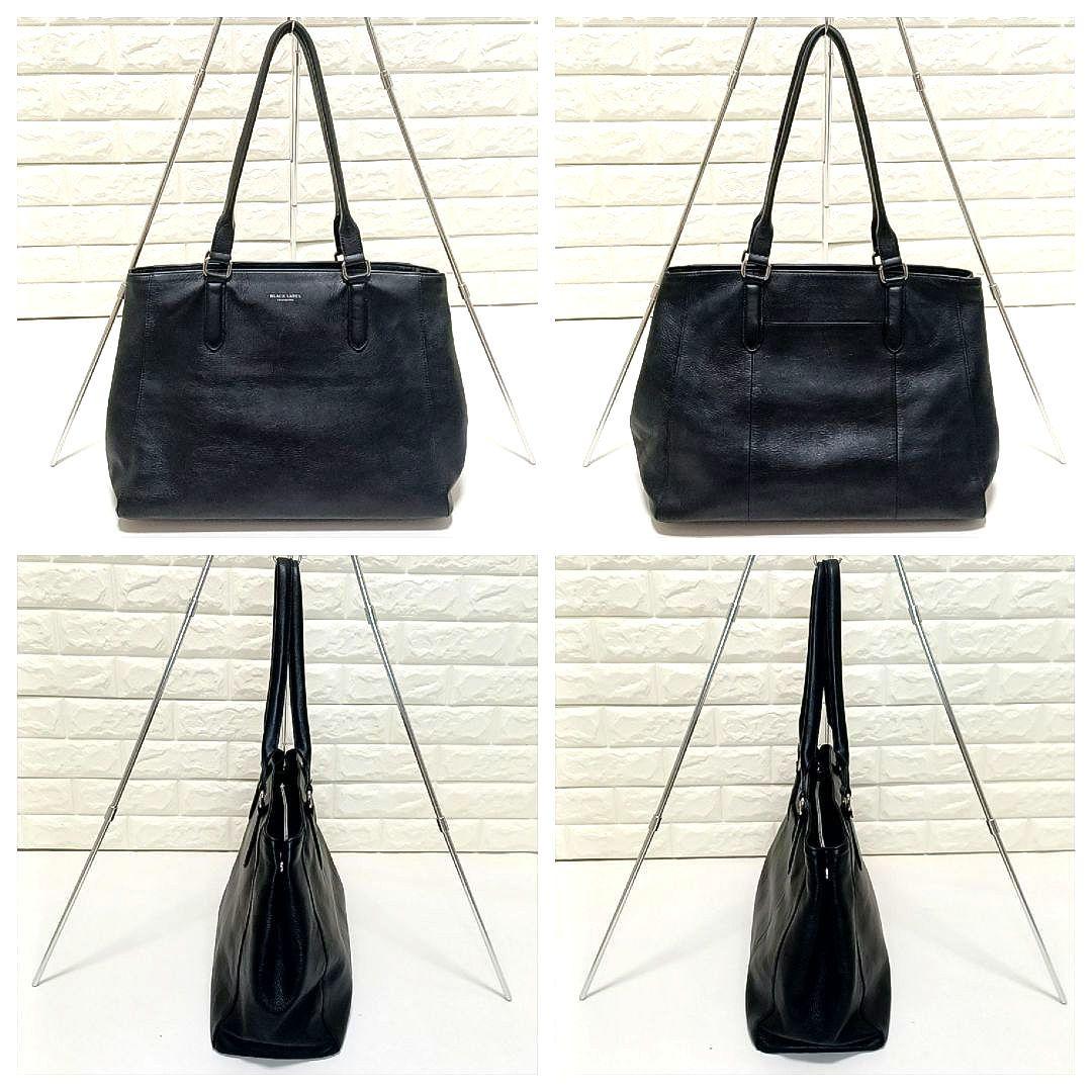 A4可★ブラックレーベル クレストブリッジ　シボ革レザー　トートバッグ　ブラック