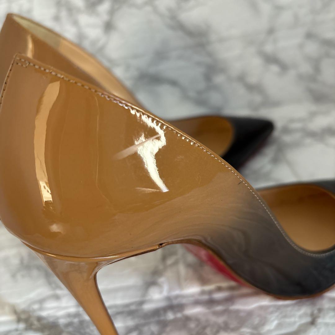 レア✨クリスチャンルブタン エナメル ハイヒール ブラック ベージュ