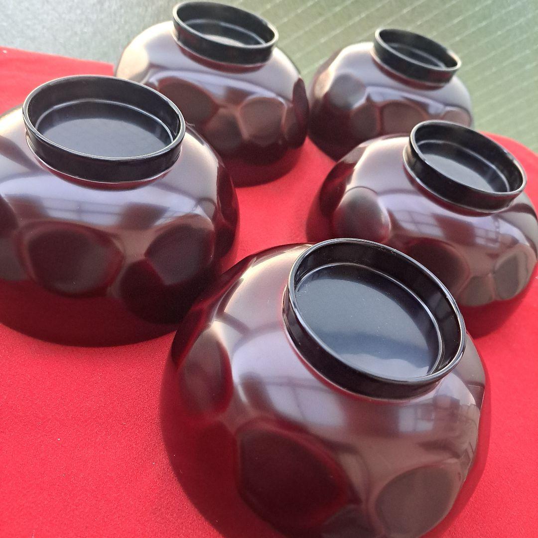 ぷくりん【輪島塗　雪月花蒔絵　煮物椀×5客】布着本堅地　14㎝　亀甲型\"