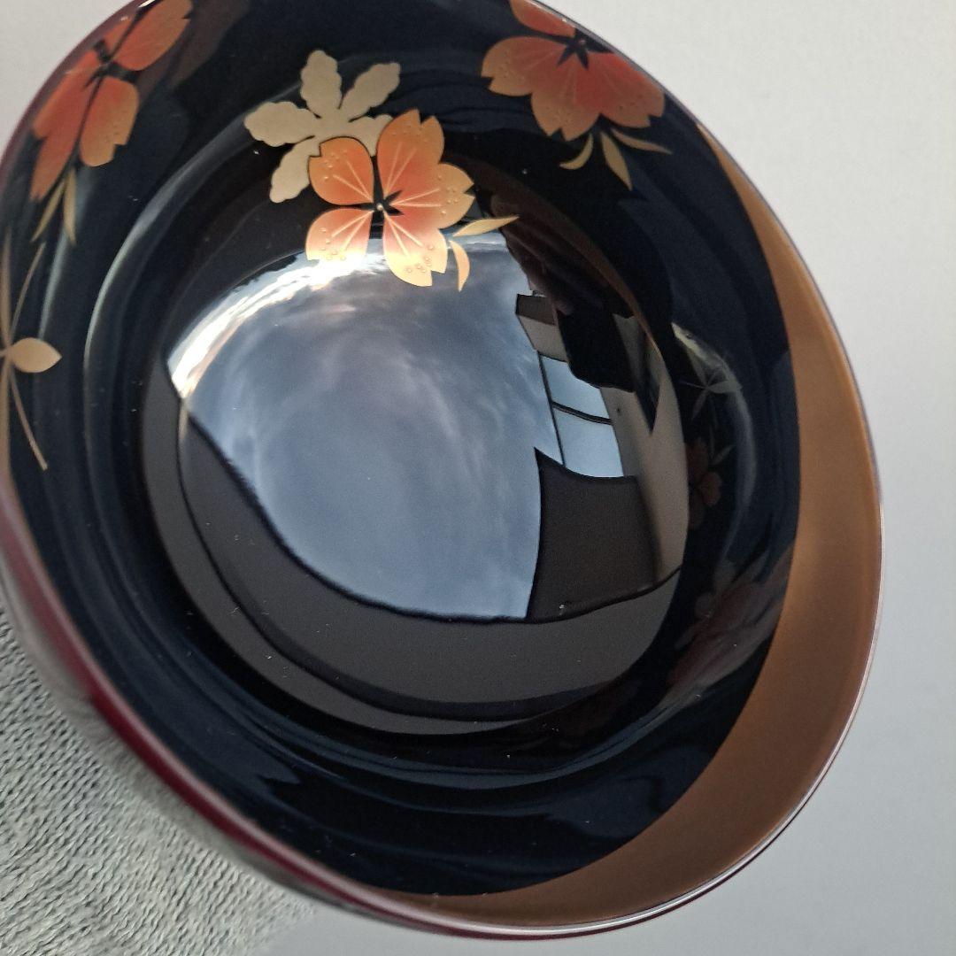 ぷくりん【輪島塗　雪月花蒔絵　煮物椀×5客】布着本堅地　14㎝　亀甲型\"