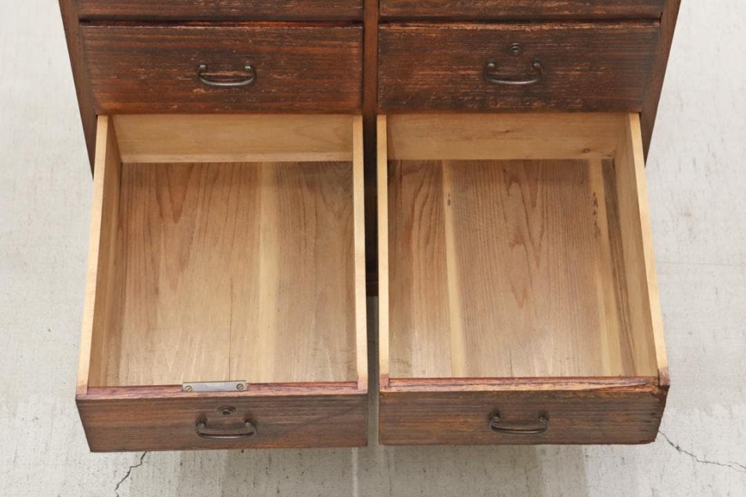 レトロ 無垢材 10杯 小引き出し 収納 抽斗 書類 小物入れ ヴィンテージ