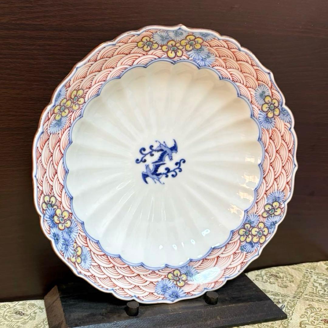未使用保管品✨九谷焼 銀泉窯 色絵鳳凰文 7号皿✨三浦晃禎 皿 中皿 中鉢 浅鉢