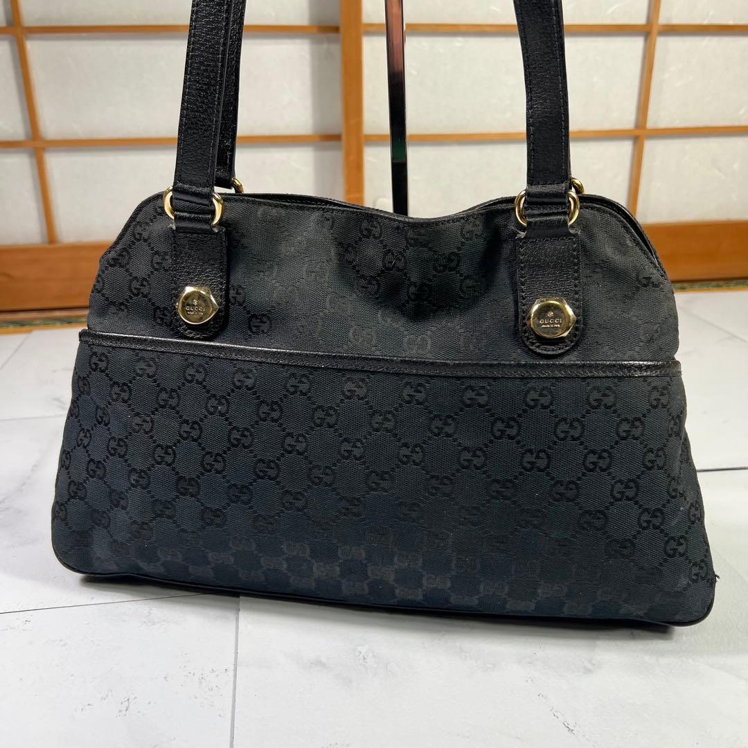 GUCCI グッチ トートバッグ GGキャンバス ブラック 肩掛け可能
