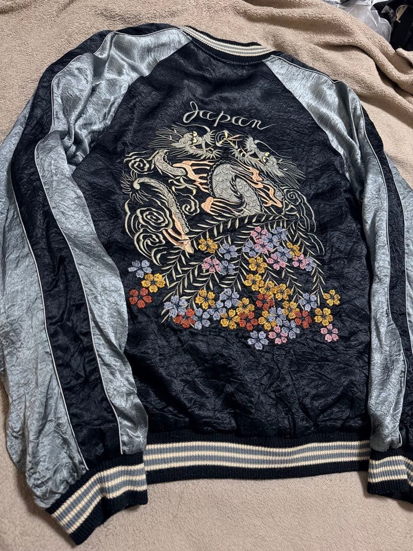 美品 ２面用 TK 龍 桜 日本限定 スカジャン vintage レーヨン