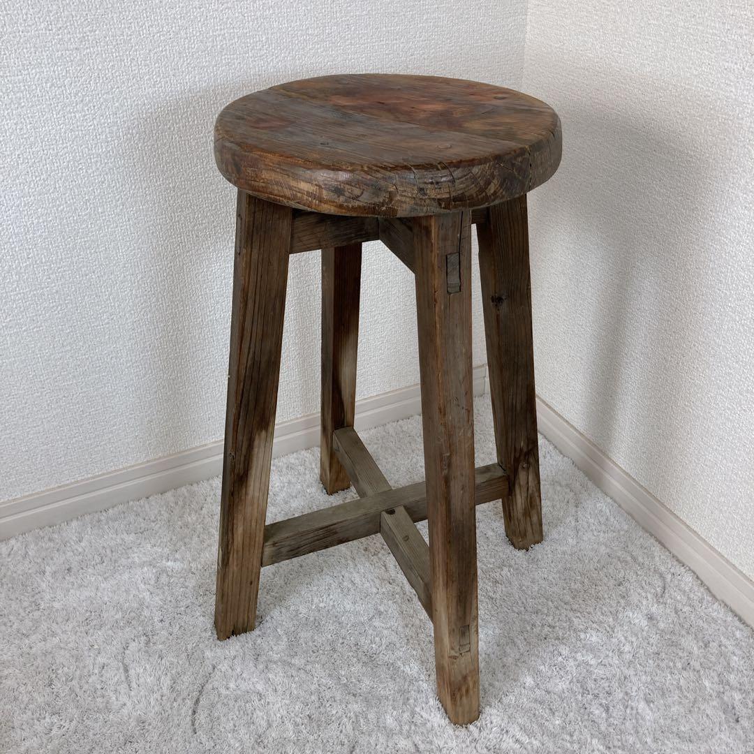 レトロ家具　丸椅子　木製スツール　古道具　古家具　昭和レトロ　飾台　アンティーク