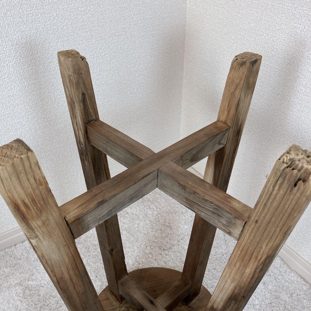 レトロ家具　丸椅子　木製スツール　古道具　古家具　昭和レトロ　飾台　アンティーク