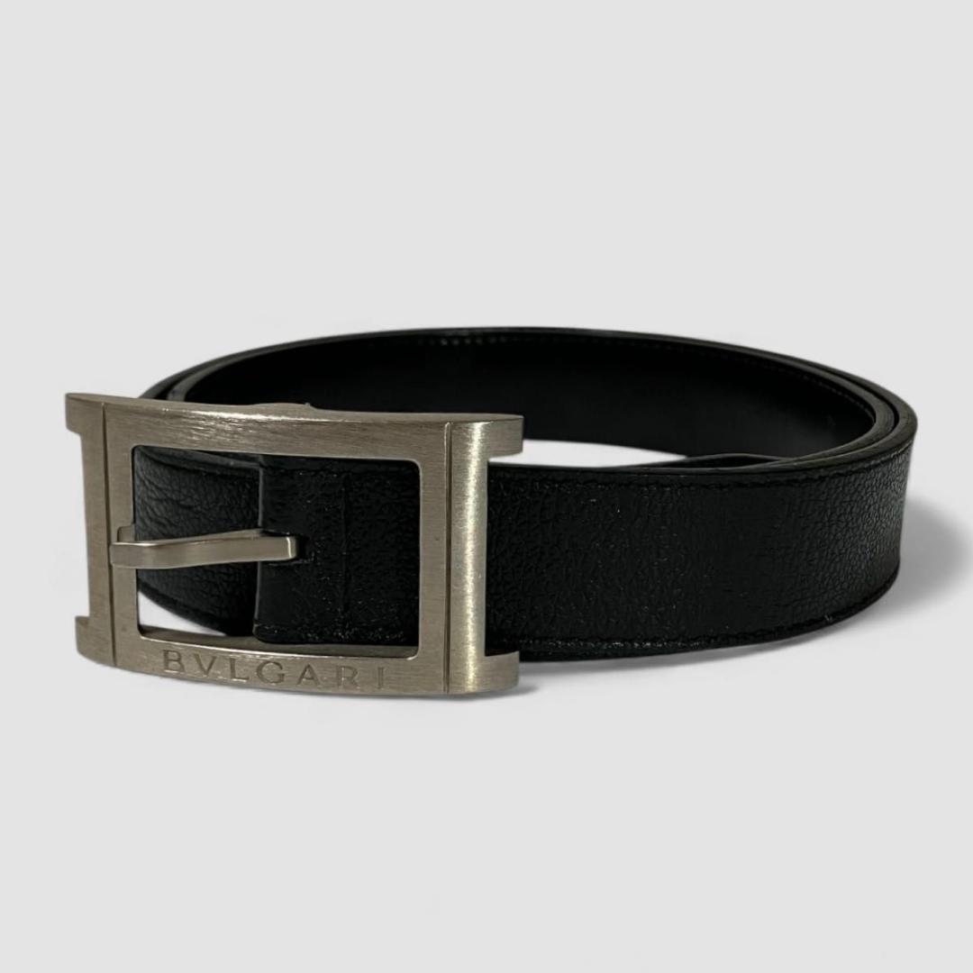 BVLGARI ブルガリ ロゴバックル　レザーベルト ブラック メンズ