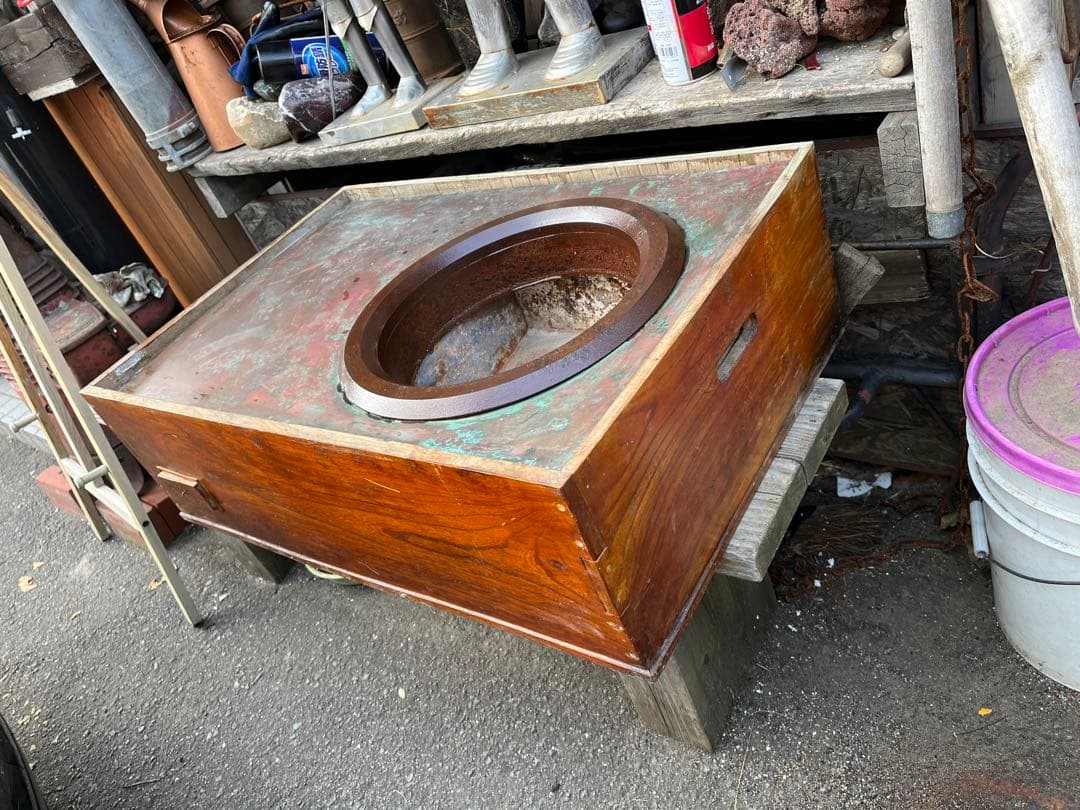 長火鉢、銅板長火鉢、木製長火鉢、 天板銅製長火鉢、レトロ長火鉢、火鉢、焼物火鉢