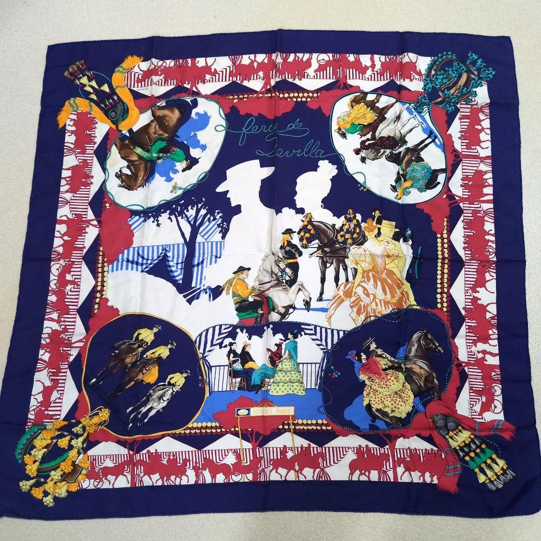 HERMES エルメス 馬と騎手デザイン スカーフ フランス製