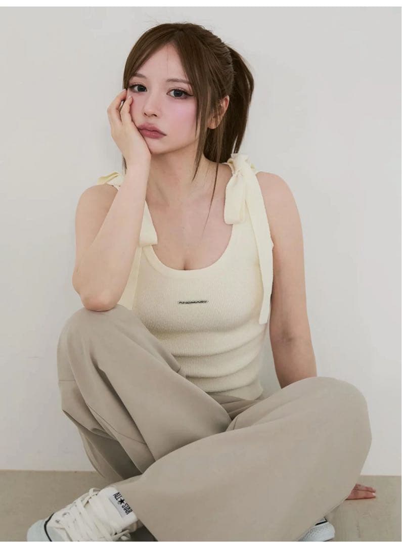 トップス Avrill ribbon tops Ivory