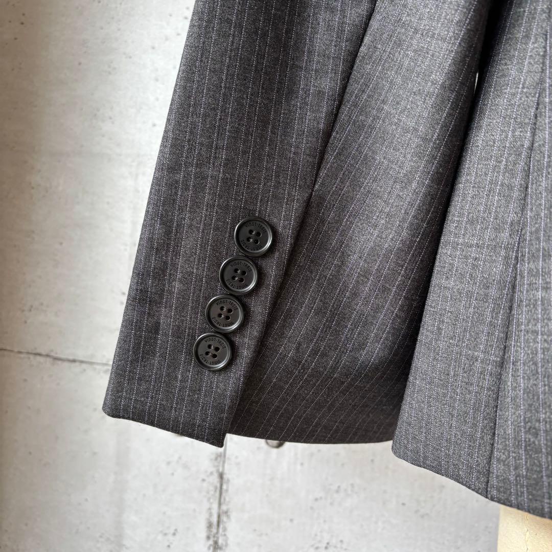 23区 44 XL オンワード樫山 ゆったり パンツスーツ グレー ストライプ