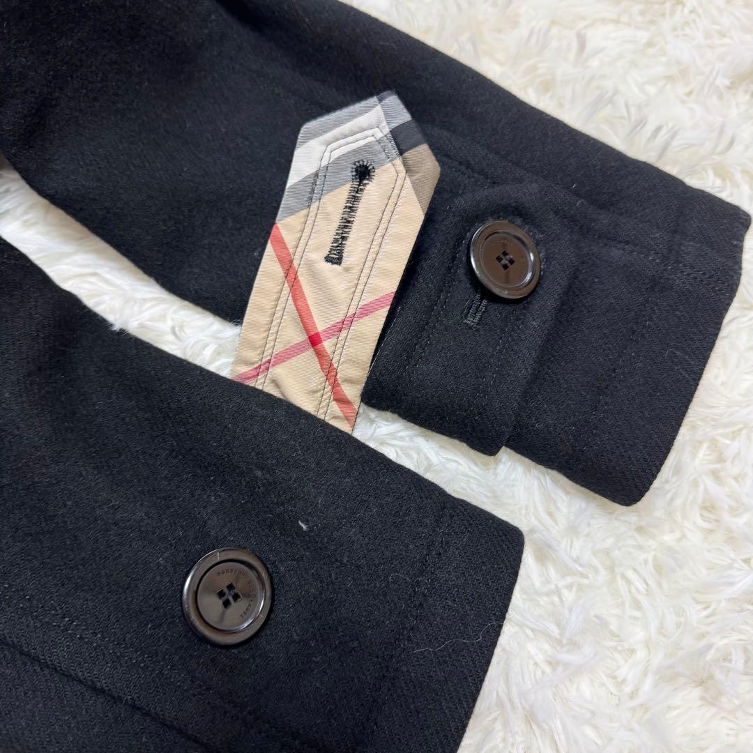 バーバリーブルーレーベル ダッフルコート アンゴラ混 ノバチェック フード付き