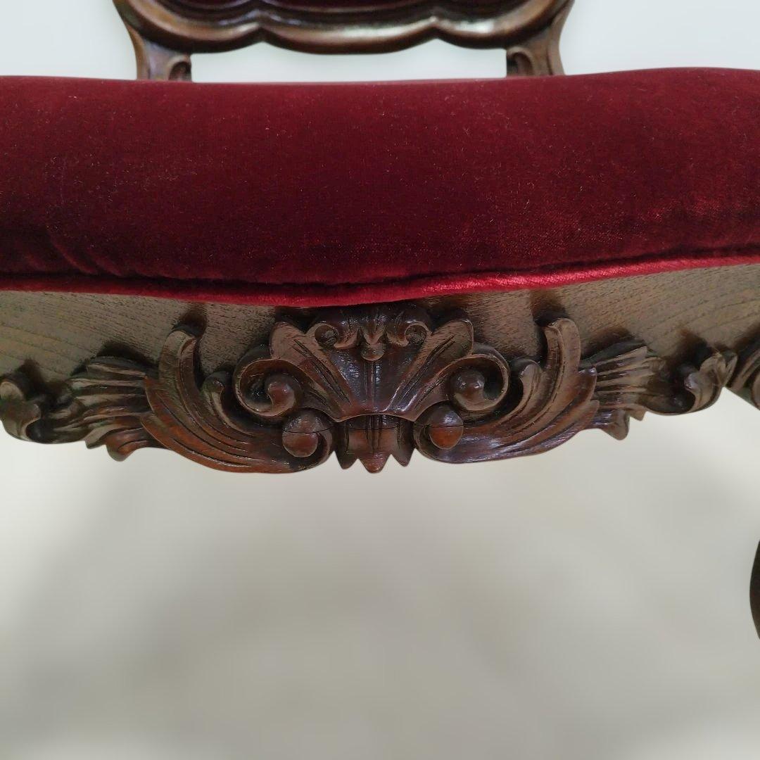 【引取り歓迎】アンティーク調 ベルベット椅子 アームチェア ロココ調家具