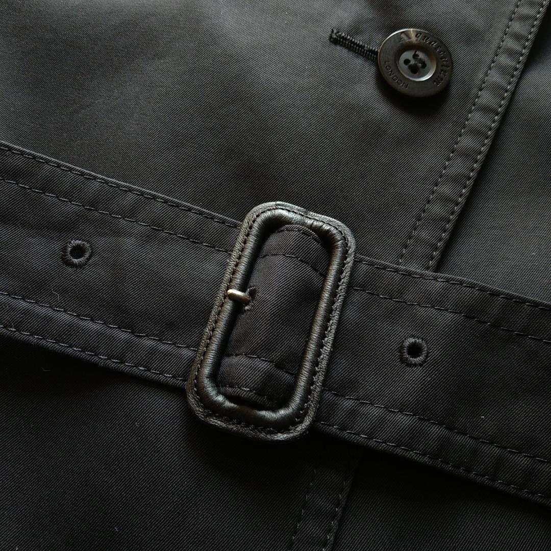 【美品】アクアスキュータム トレンチコート ロング 黒 ライナー付 ベルト付