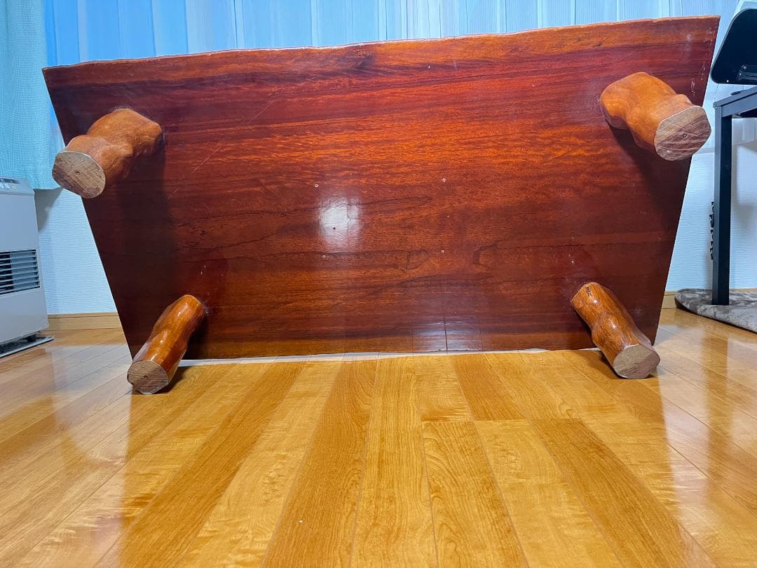 【送料無料】天然木 一枚板ローテーブル 木製座卓 約85×150cm 光沢仕様