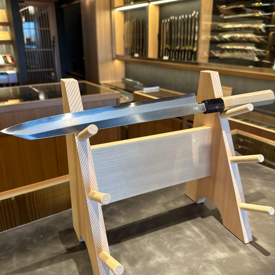 業務用 切付柳刃 青ニ鋼 尺 300mm 本霞　鞘付き