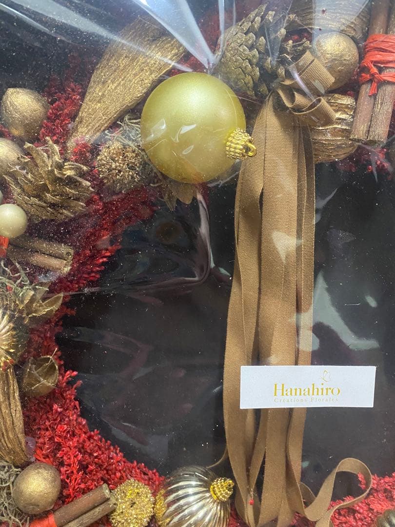 Hanahiro高級クリスマスリース 直径約40cm／新品未使用