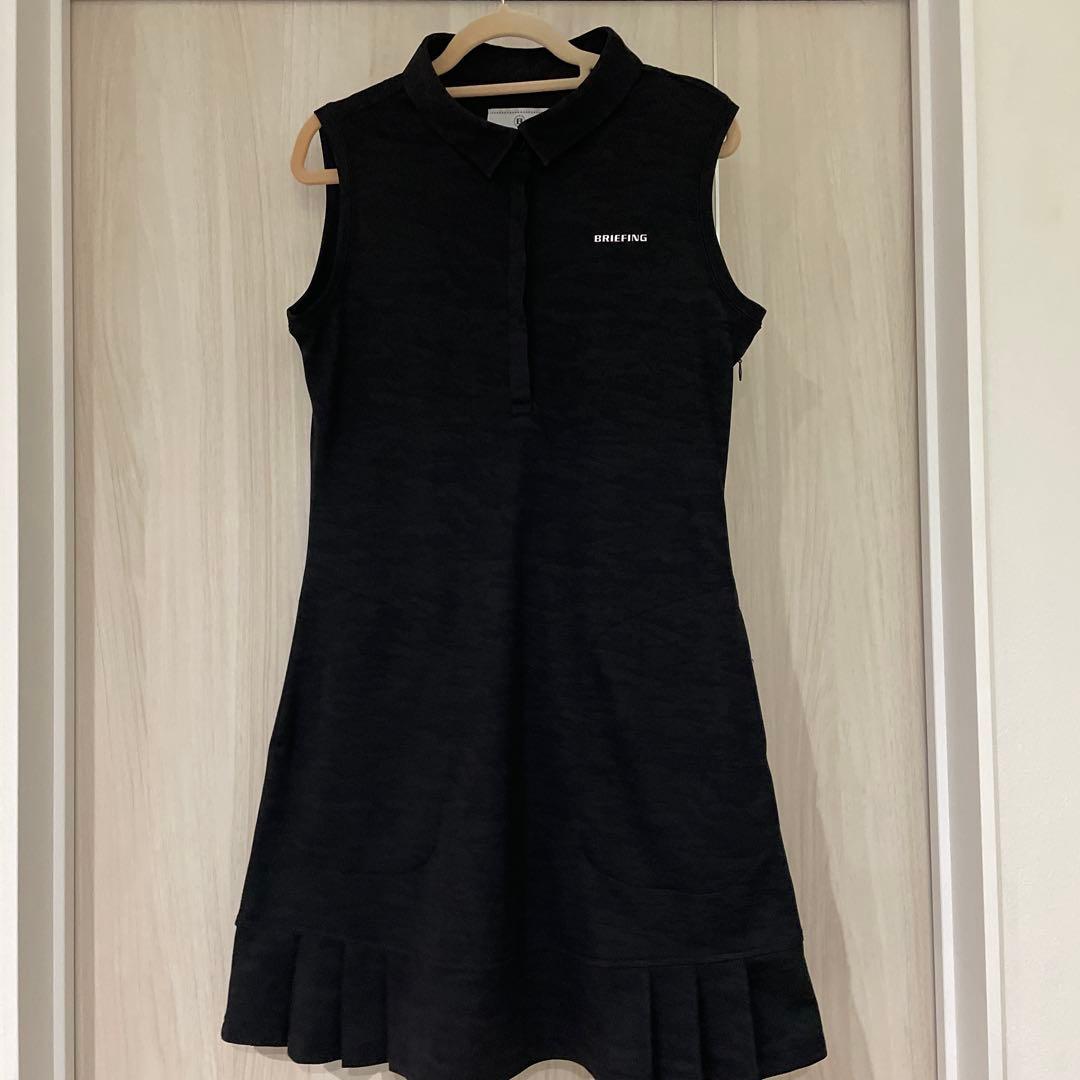 BRIEFING ポロワンピース 黒 フリル裾 S ブリーフィング