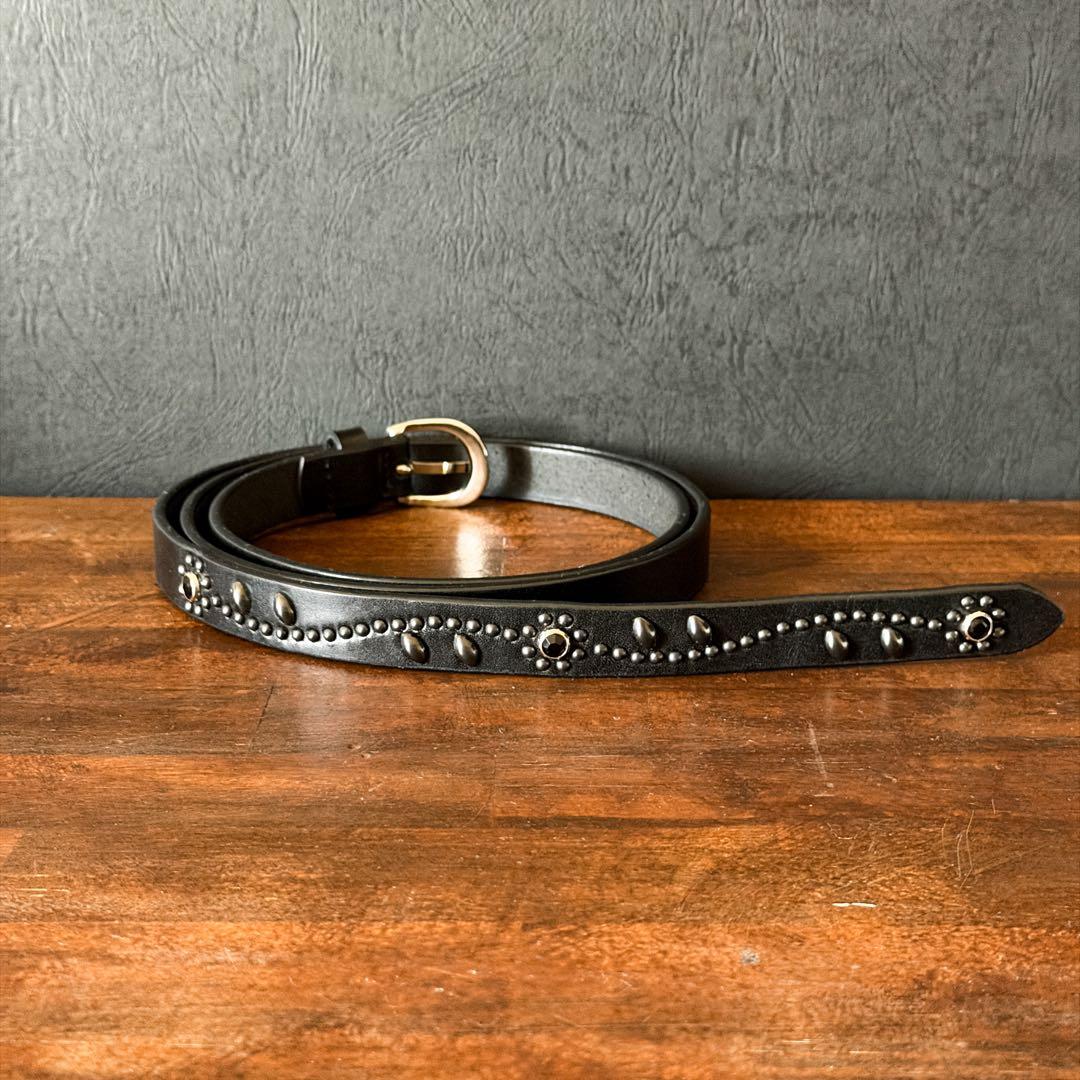 スタッズナローベルトフラワーBK18mm 130cm34inch