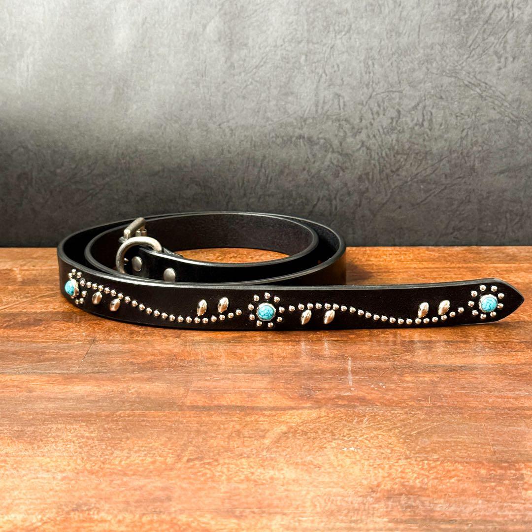 スタッズナローベルトフラワーBK18mm 130cm34inch