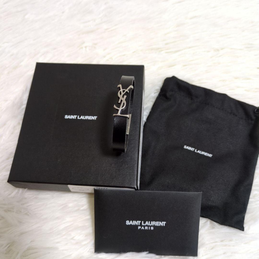 YSL　サンローランパリ　ブレスレット　カサンドラ　オピウム　レザー　現行