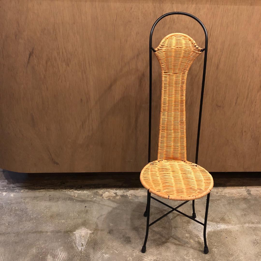 アイアン × ラタン　藤細工　 ハイバックチェア　スツール　アイアン家具　椅子