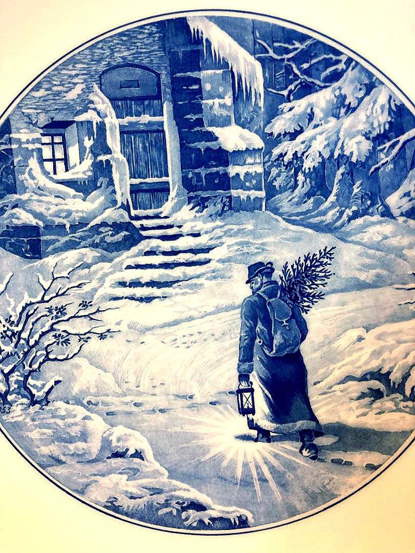 【1953】未使用　Meissen マイセン　イヤープレート　家路　雪　ランタン
