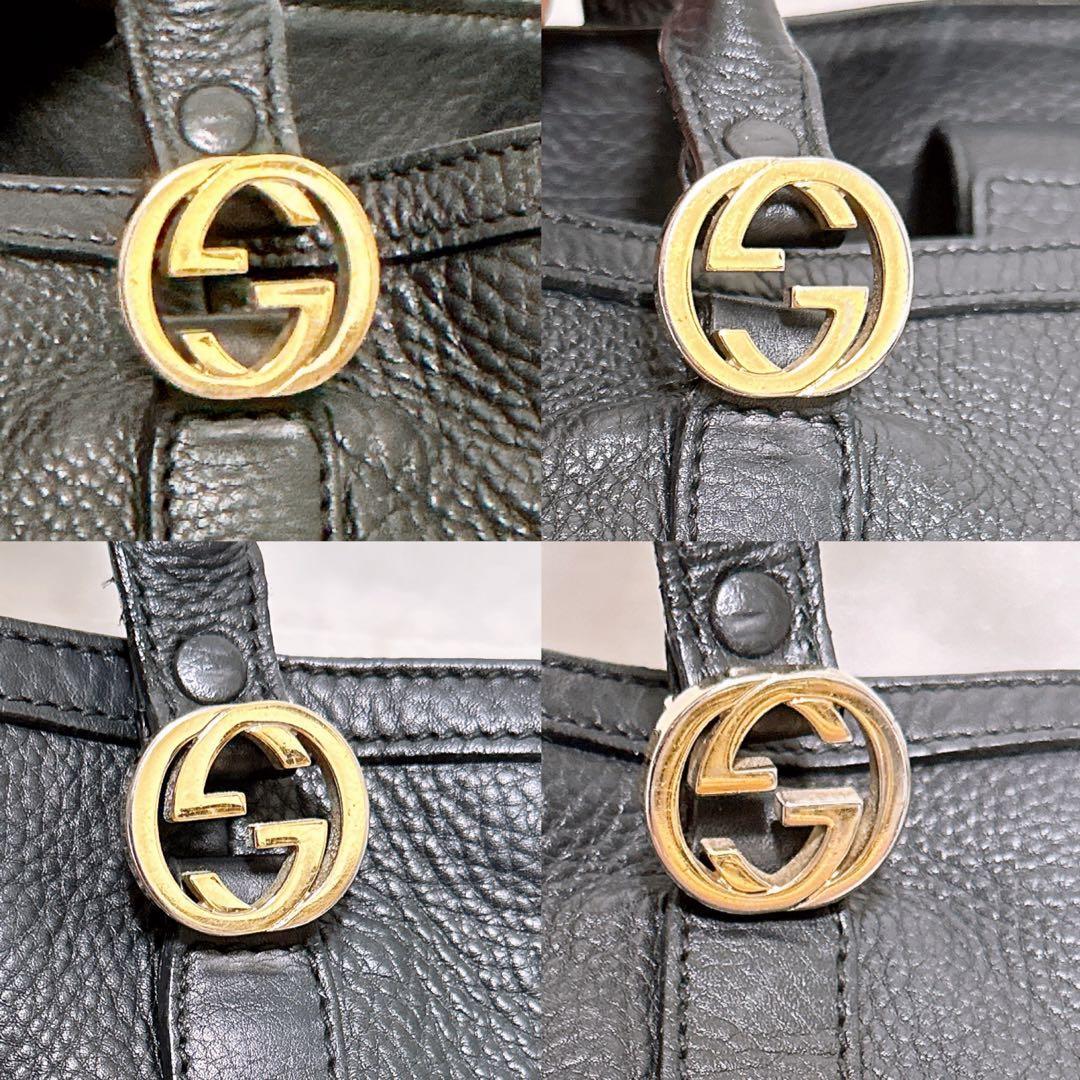 GUCCI トートバッグ レザー ブラック シリアル記載