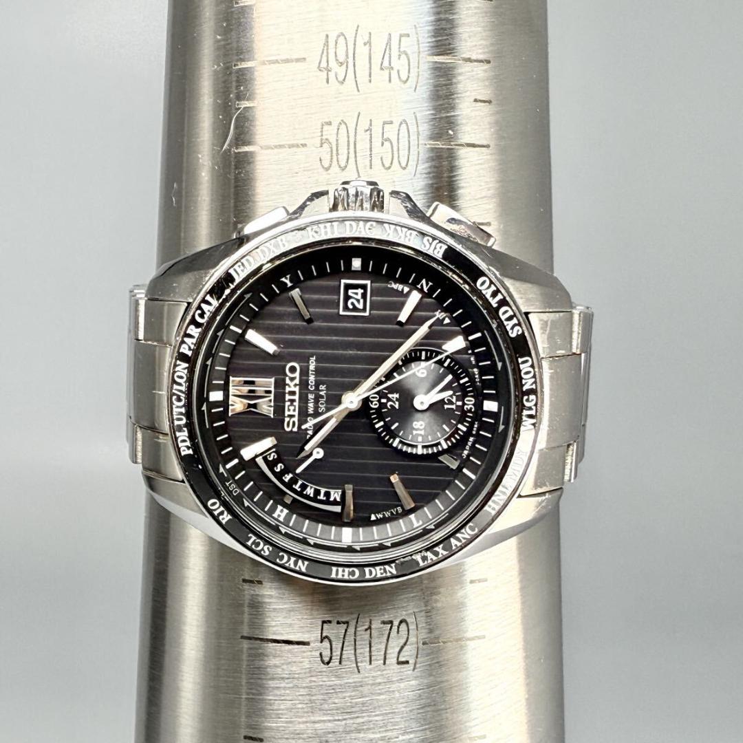【稼働】セイコー 腕時計 ブライツ 電波ソーラー ブラック 8B54-0AW0