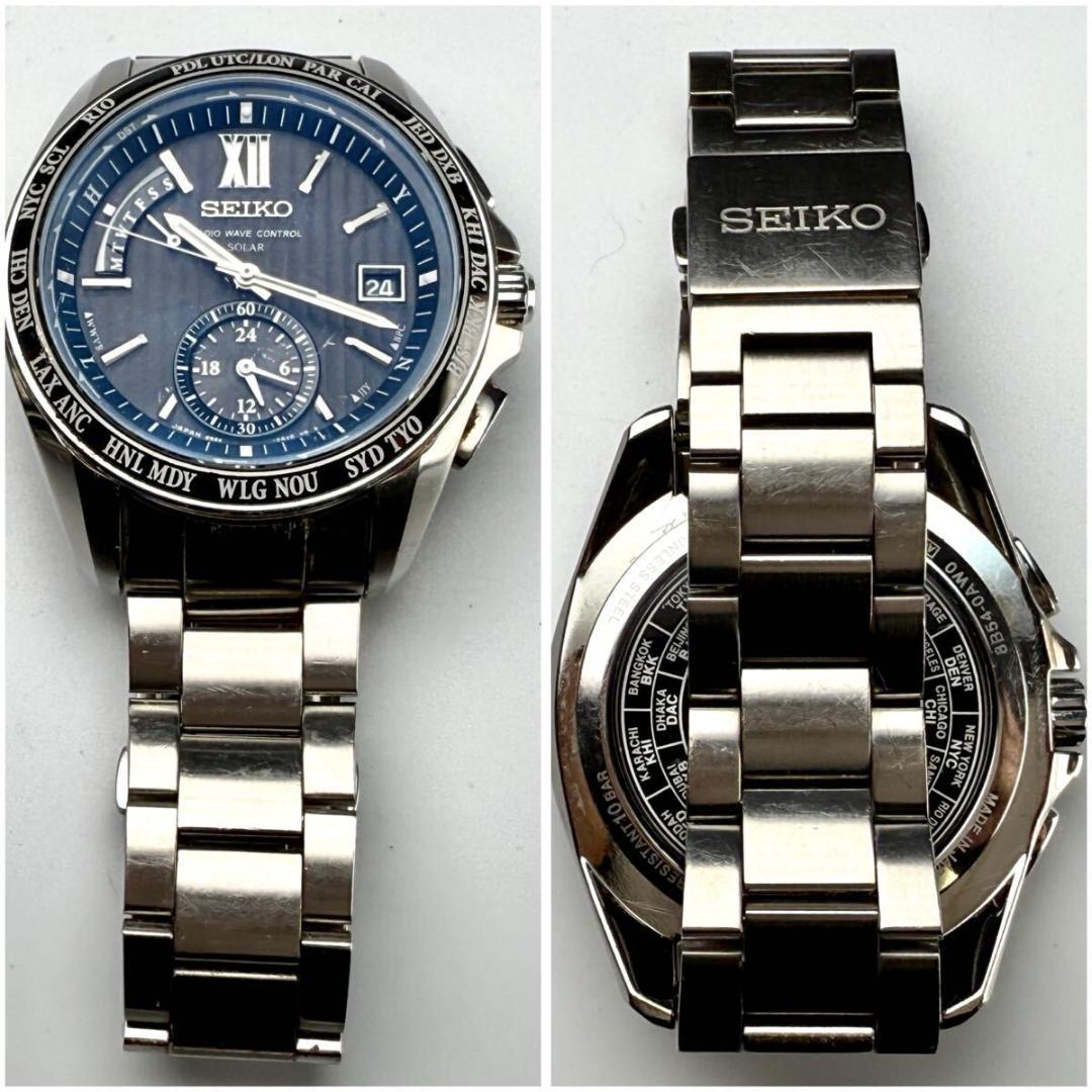 【稼働】セイコー 腕時計 ブライツ 電波ソーラー ブラック 8B54-0AW0