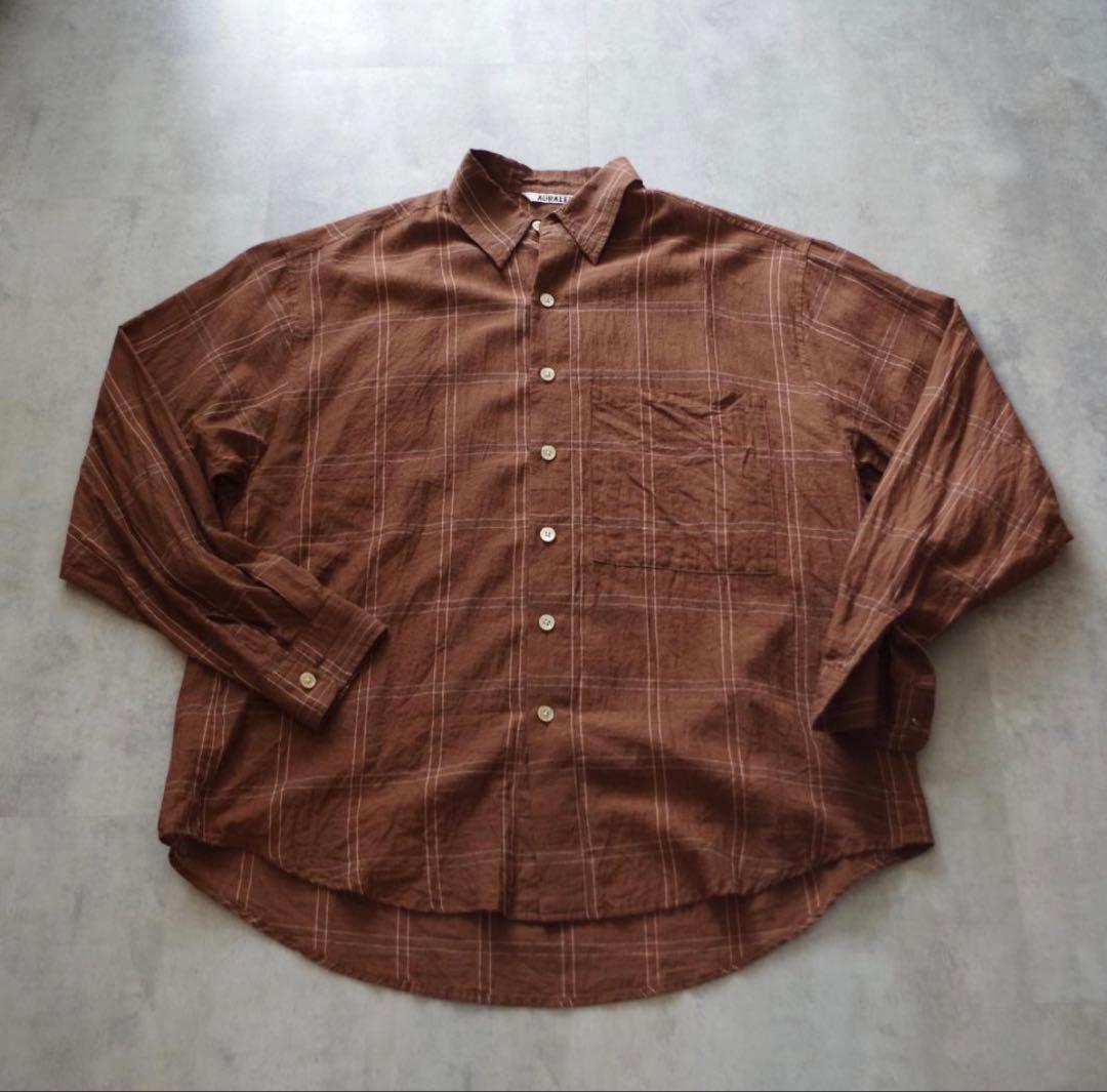 AURALEE　Super Light Check Big Shirts