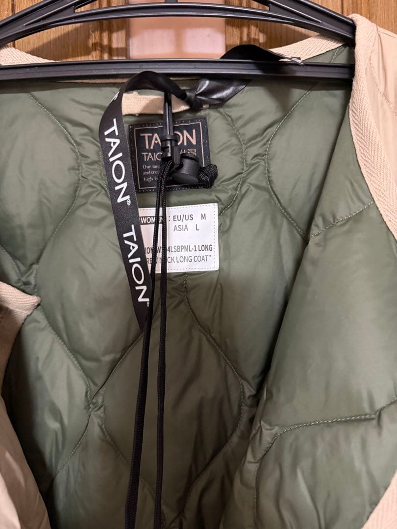 TAION ミリタリーオーバーサイズロングダウンジャケット Gベージュ/Lサイズ
