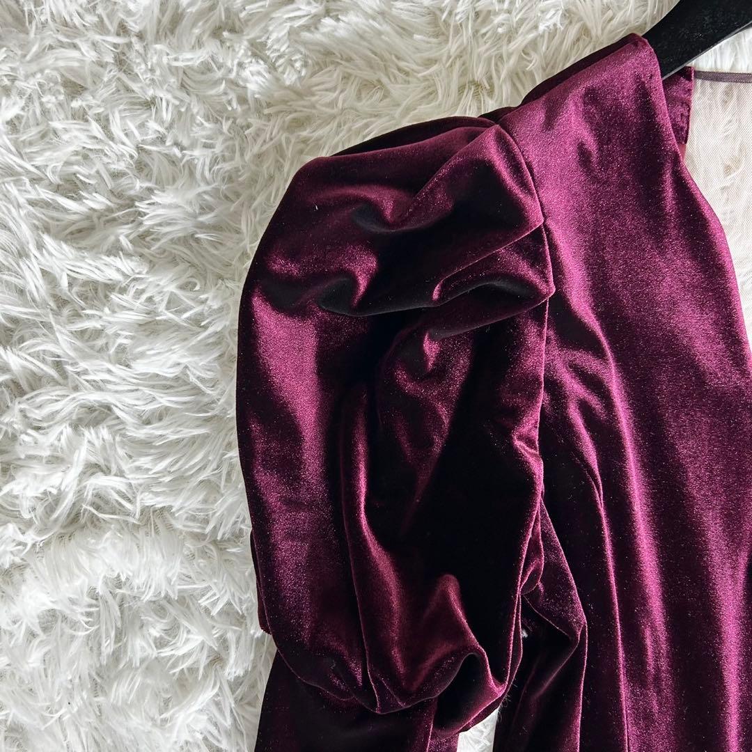ワンピース AMERI VELOUR PUFF SLEEVE DRESS S