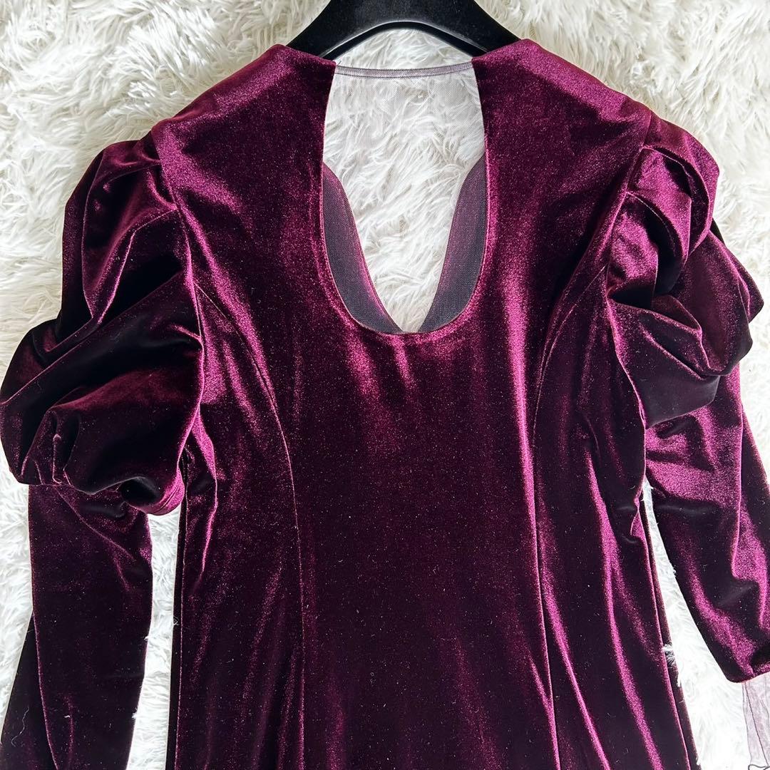 ワンピース AMERI VELOUR PUFF SLEEVE DRESS S