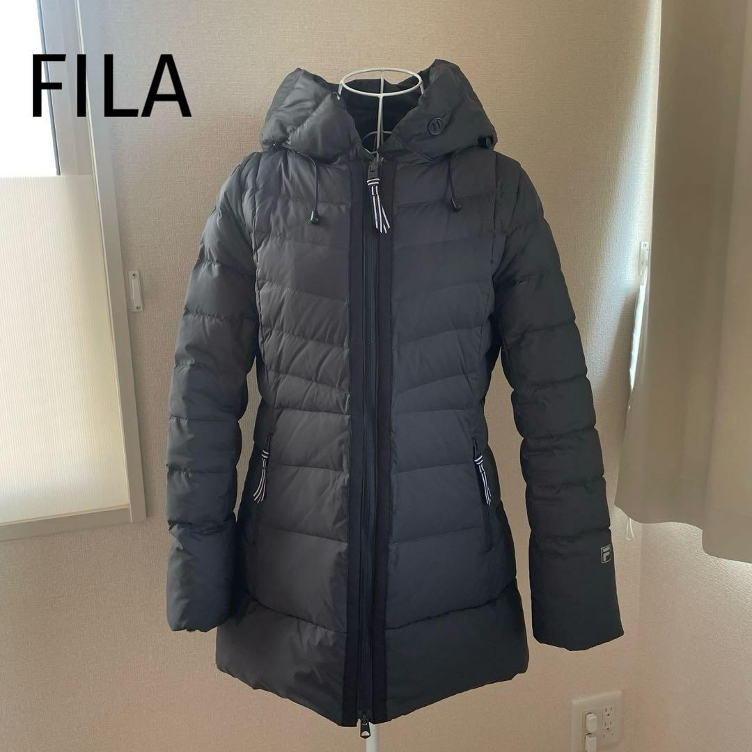 FILA GOLF＊ダウンジャケット＊ダウンコート＊Aライン＊ボア＊黒＊Lサイズ