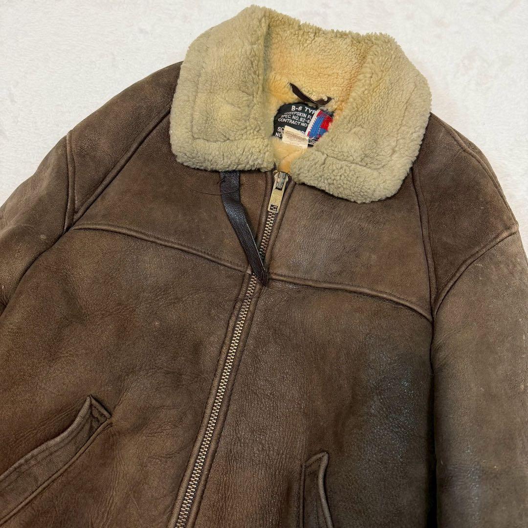 SIZE40 SCHOTT B-6 ムートン USA製 肉厚 極暖 羊革 ボア